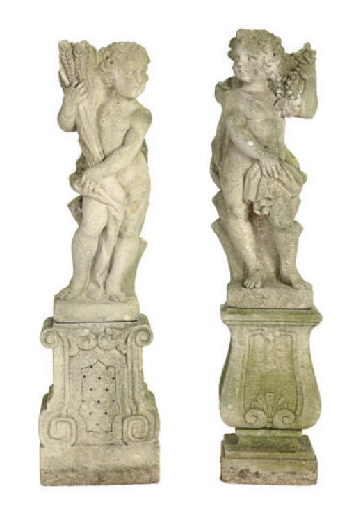 A SET OF COMPOSITION GARDEN FIGURES OF THE FOUR SEASONS,