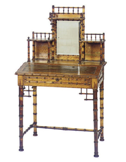 A VICTORIAN FAUX BAMBOO AND MAPLE WRITING DESK,