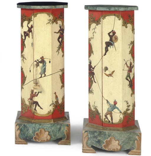 A PAIR OF ITALIAN POLYCHROME-PAINTED POT CUPBOARDS,