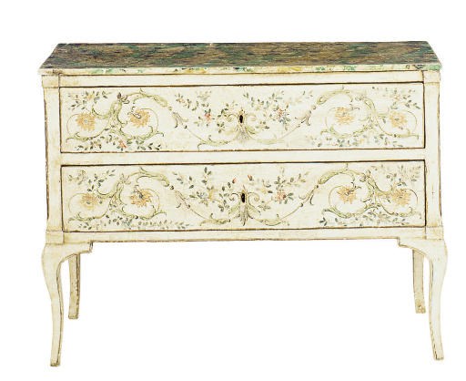 AN ITALIAN POLYCHROME-PAINTED COMMODE