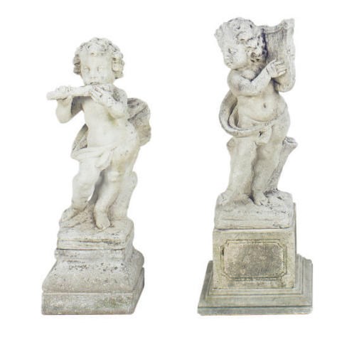 A SET OF FOUR COMPOSITION FIGURES OF PUTTI MUSICIANS,