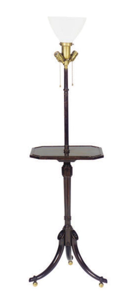 AN ENGLISH GRAIN-PAINTED FLOOR TABLE LAMP,