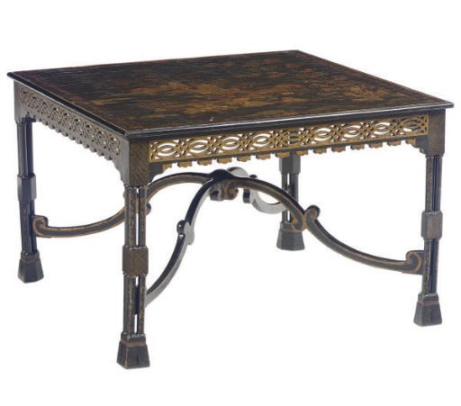 A CHINESE BLACK AND GILT-LACQUER LOW TABLE,