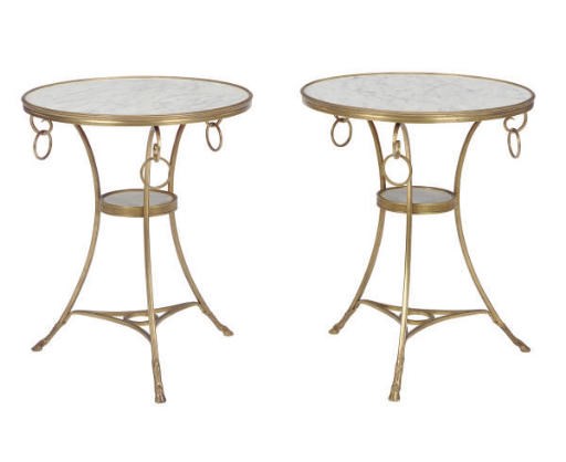 A PAIR OF GILT-METAL MOUNTED MARBLE GUERIDONS,