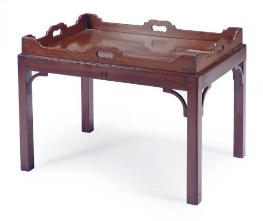 A GEORGE III MAHOGANY BUTLER'S TRAY-ON-STAND