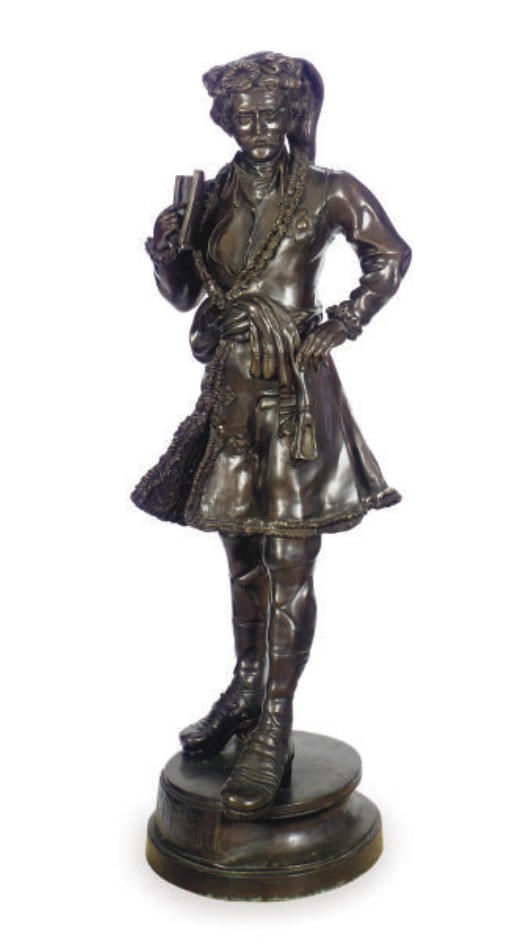 A BRONZE FIGURAL SCULPTURE ENTITLED 'THE BOOK',