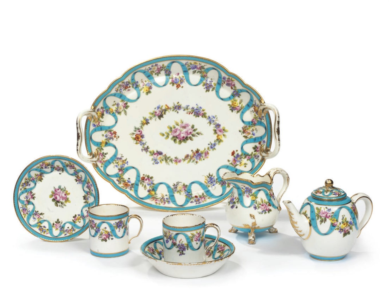 SERVICE A THE EN PORCELAINE DE SEVRES DU XVIIIEME SIECLE