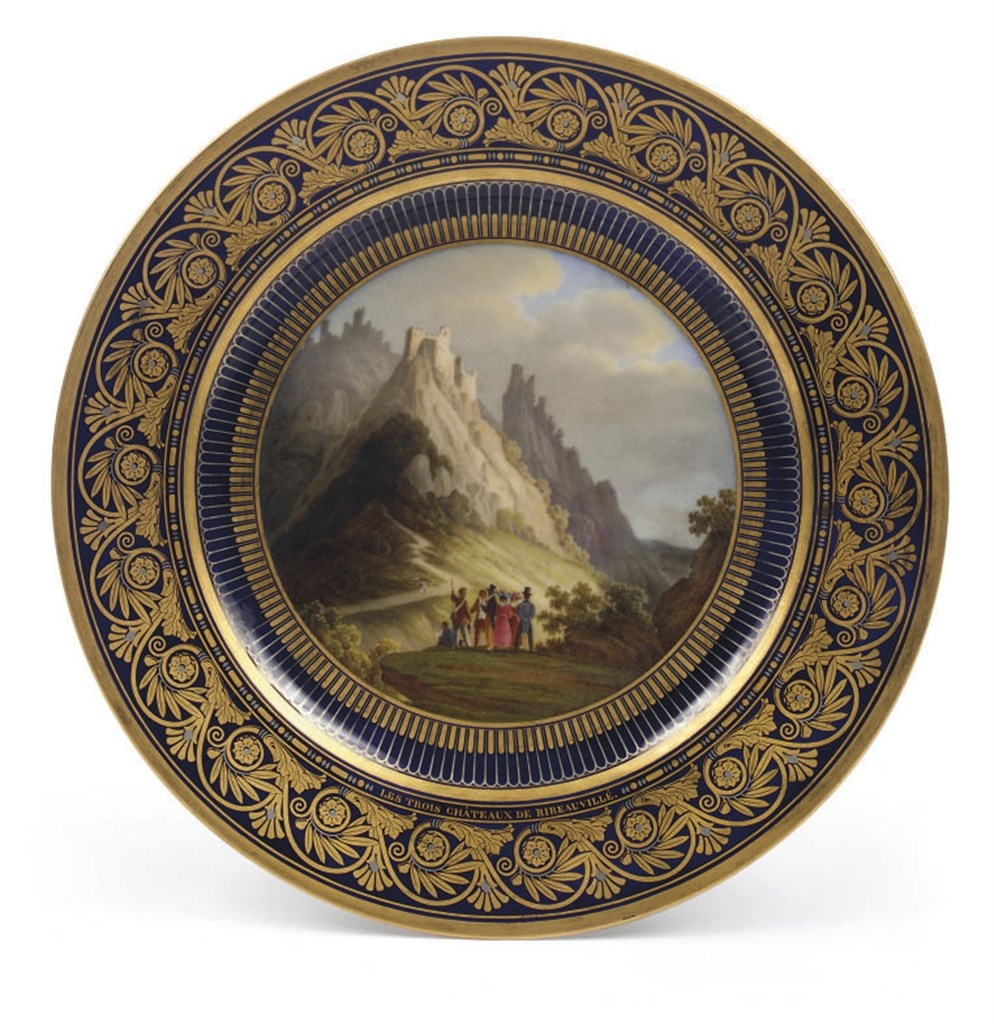 ASSIETTE TOPOGRAPHIQUE EN PORCELAINE DE SEVRES DE LA PREMIERE MOITIE DU XIXEME SIECLE