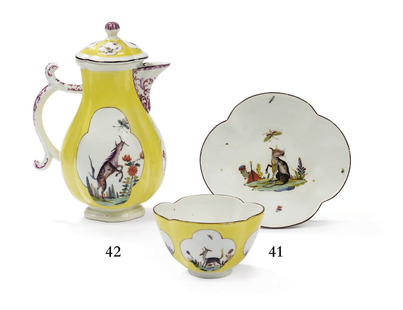 POT A EAU CHAUDE ET SON COUVERCLE EN PORCELAINE DE MEISSEN DU XVIIIEME SIECLE