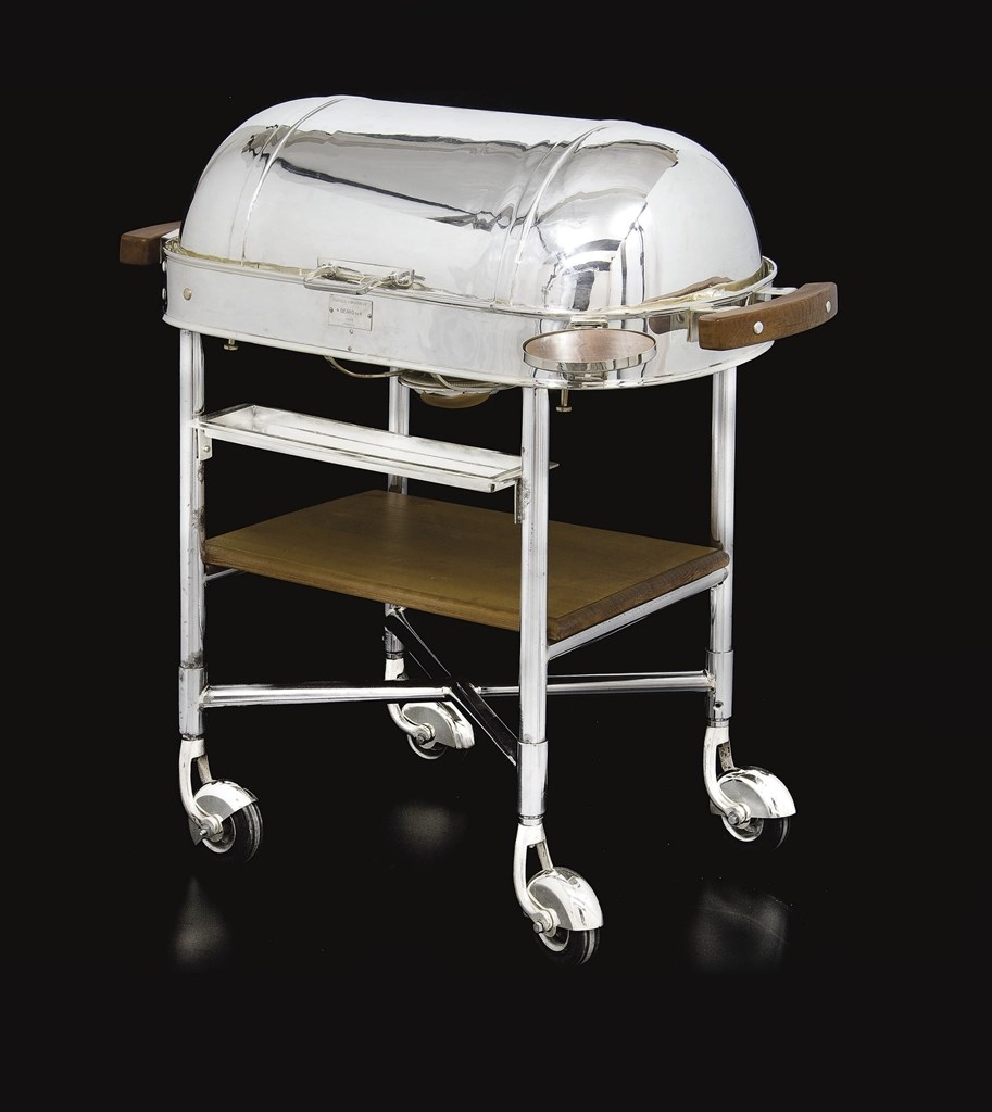 TABLE CHAUFFANTE EN METAL ARGENTE