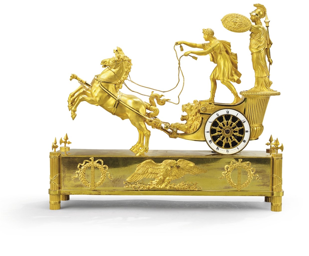 PENDULE AU CHAR D'EPOQUE EMPIRE