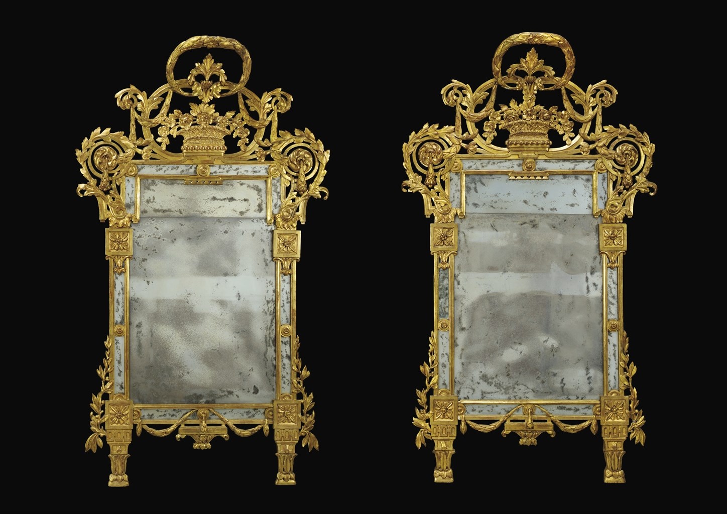 PAIRE DE MIROIRS ITALIENS D'EPOQUE TRANSITION