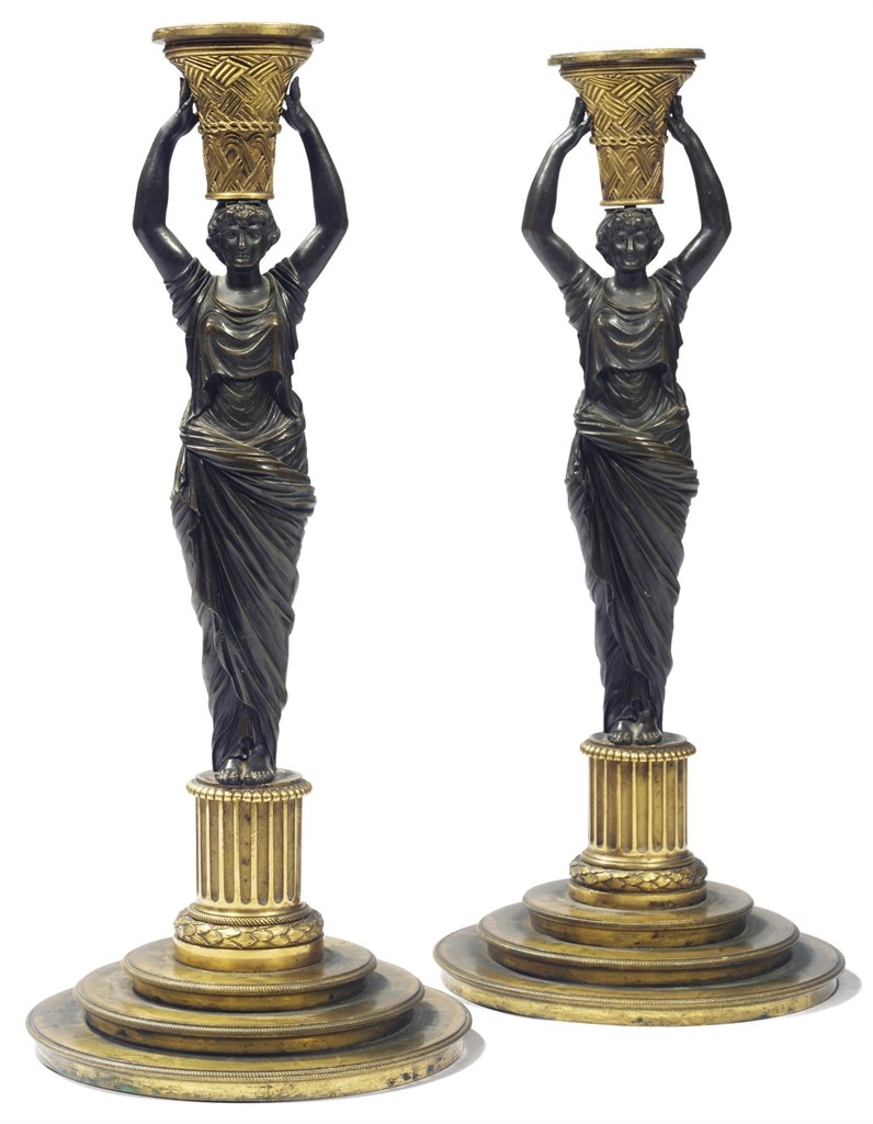PAIRE DE FLAMBEAUX D'EPOQUE DIRECTOIRE