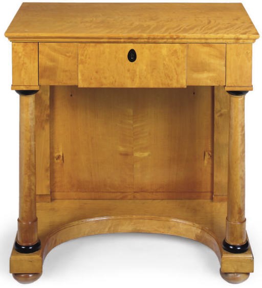 A SATIN BIRCH SIDE TABLE