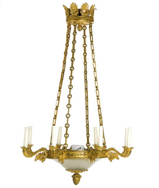 A FRENCH GILT-BRONZE EIGHT-LIGHT CHANDELIER