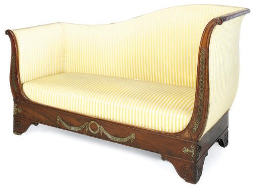 A FRENCH GILT-METAL MOUNTED MAHOGANY MERIDIENNE