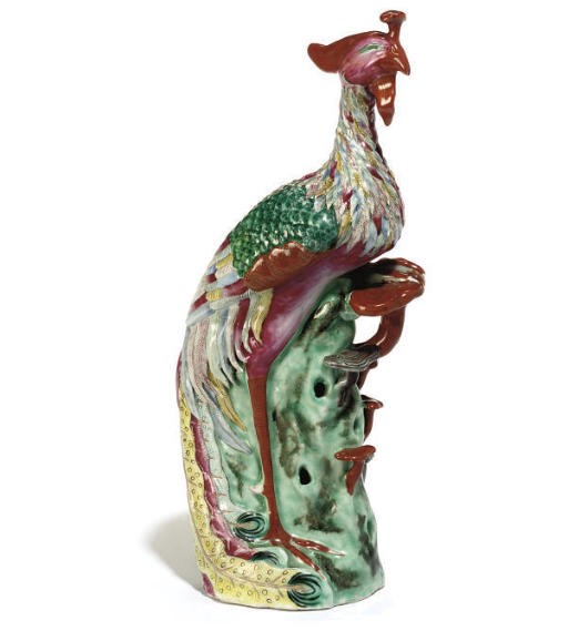 A Chinese famille rose model of a Phoenix