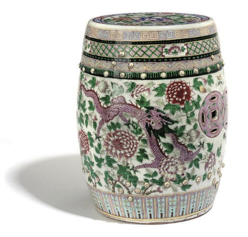 A Chinese famille rose garden seat