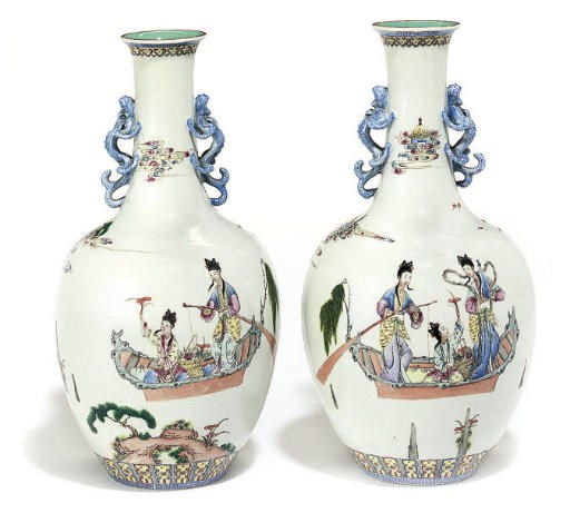 A pair of Chinese famille rose vases