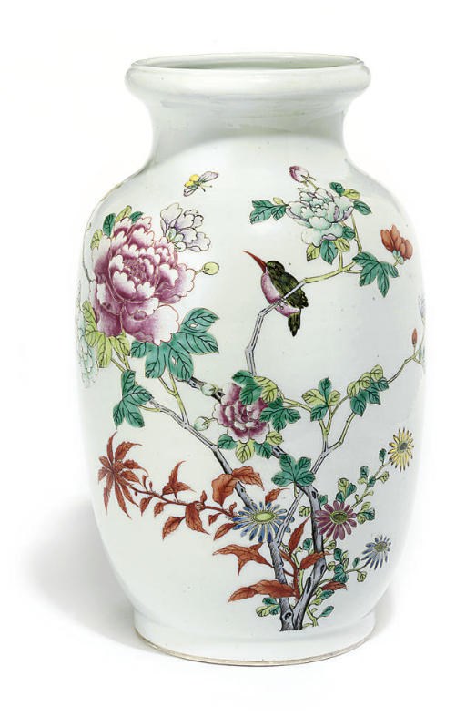A Chinese famille rose garlic-mouth vase