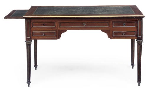 A FRENCH BRASS MOUNTED MAHOGANY BUREAU PLAT