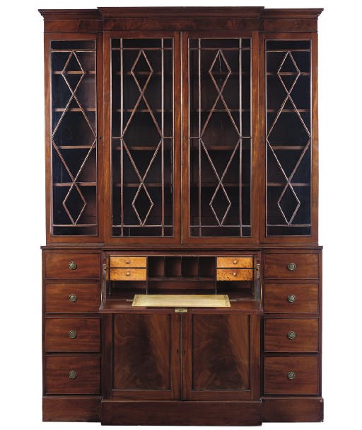 A REGENCY MAHOGANY SECRETAIRE BOOKCASE