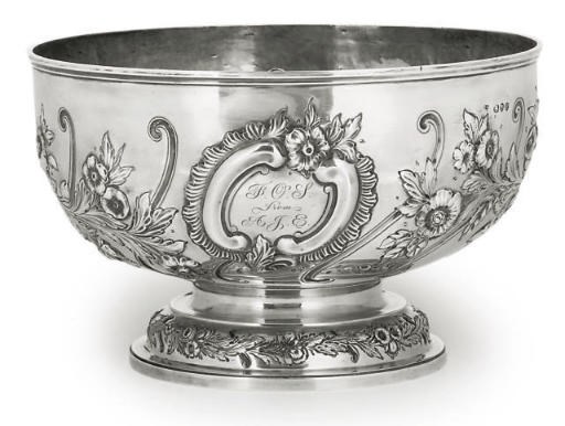 A LATE VICTORIAN SILVER PUNCH BOWL,