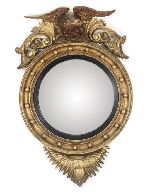 A WILLIAM IV GILTWOOD CONVEX MIRROR
