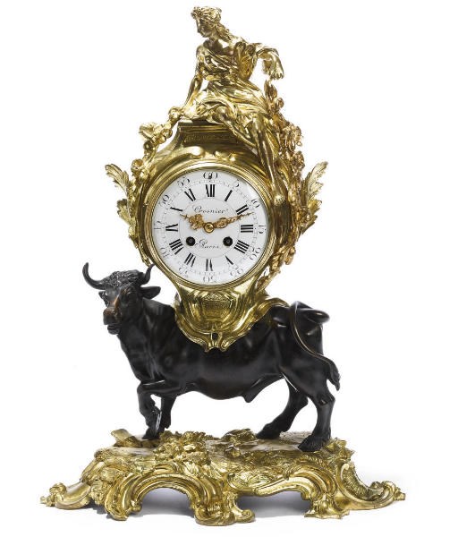 A French ormolu and patinted bronze eight day striking mantel clock