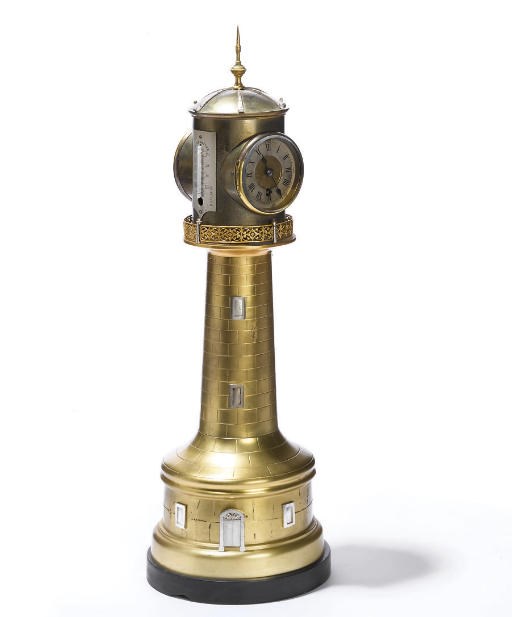 A French eight day timepiece automaton lighthouse with barometer and twin thermometers