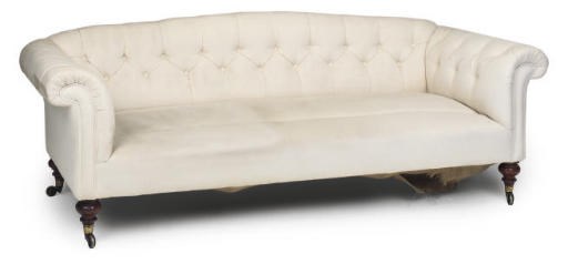 A WALNUT CHESTERFIELD SOFA