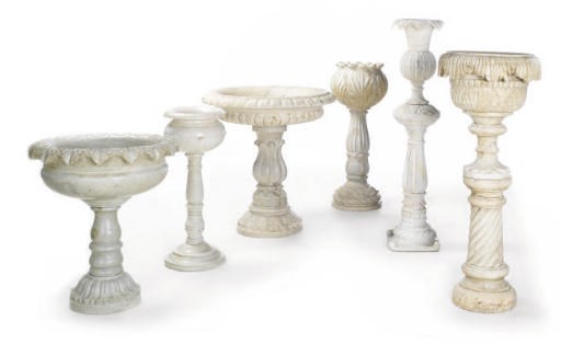 A GROUP OF MARBLE, ALABASTER AND STONE GARDEN AND ARCHITECTURAL ELEMENTS