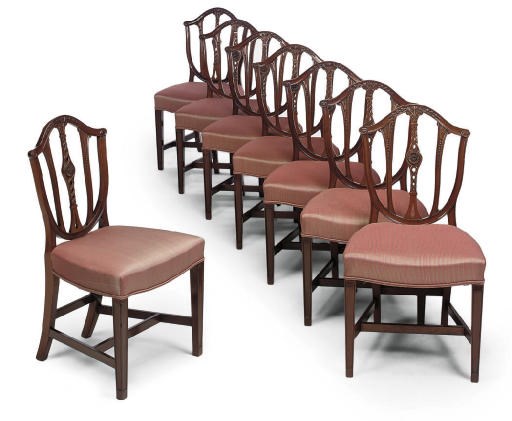 A SET OF EIGHT MAHOGANY DINING CHAIRS
