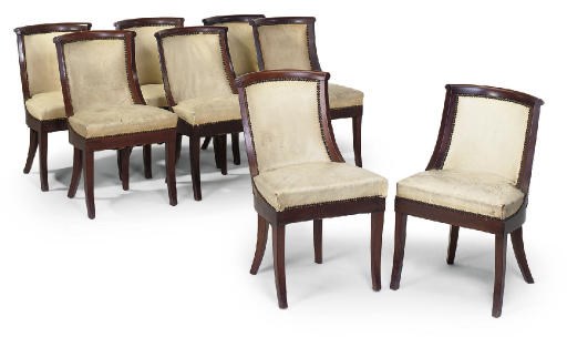 A MATCHED SET OF EIGHT MAHOGANY DINING CHAIRS