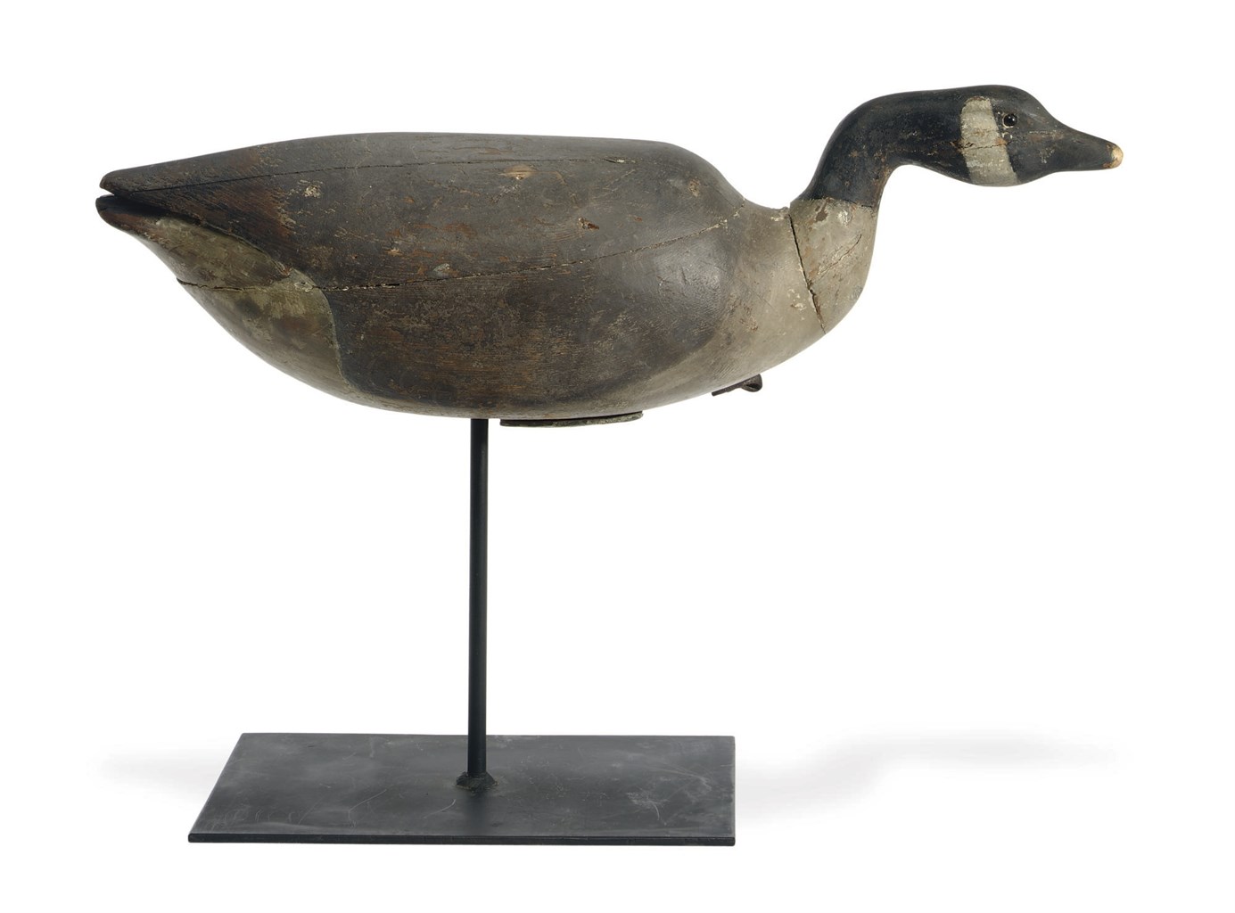An exceedingly Rare And Important Hollow Carved Canada Goose