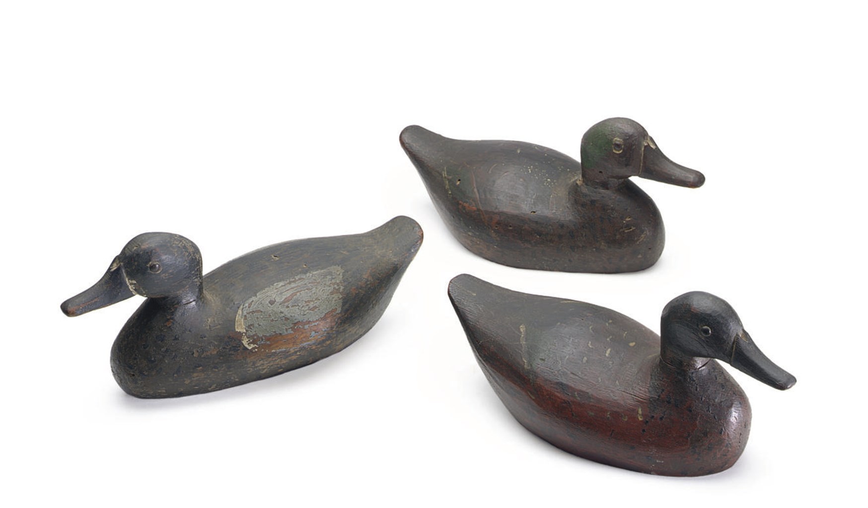 THREE DECOYS: A PAIR OF BLUEWING TEAL DRAKES AND A GREENWING TEAL DRAKE