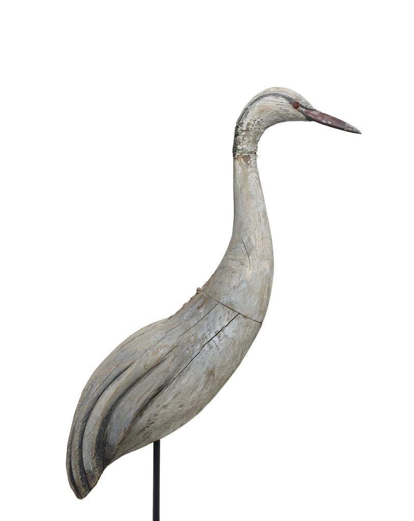 A LARGE WORKING GREAT BLUE HERON CONFIDENCE DECOY