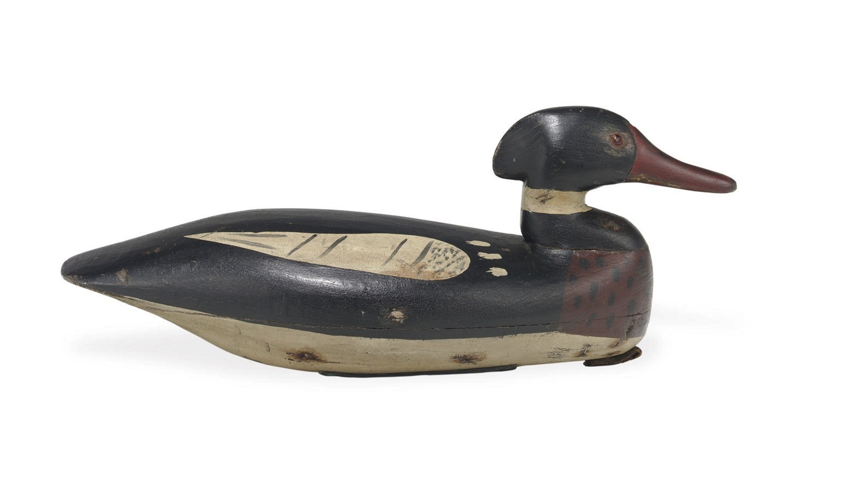 A HOLLOW CARVED MERGANSER DRAKE