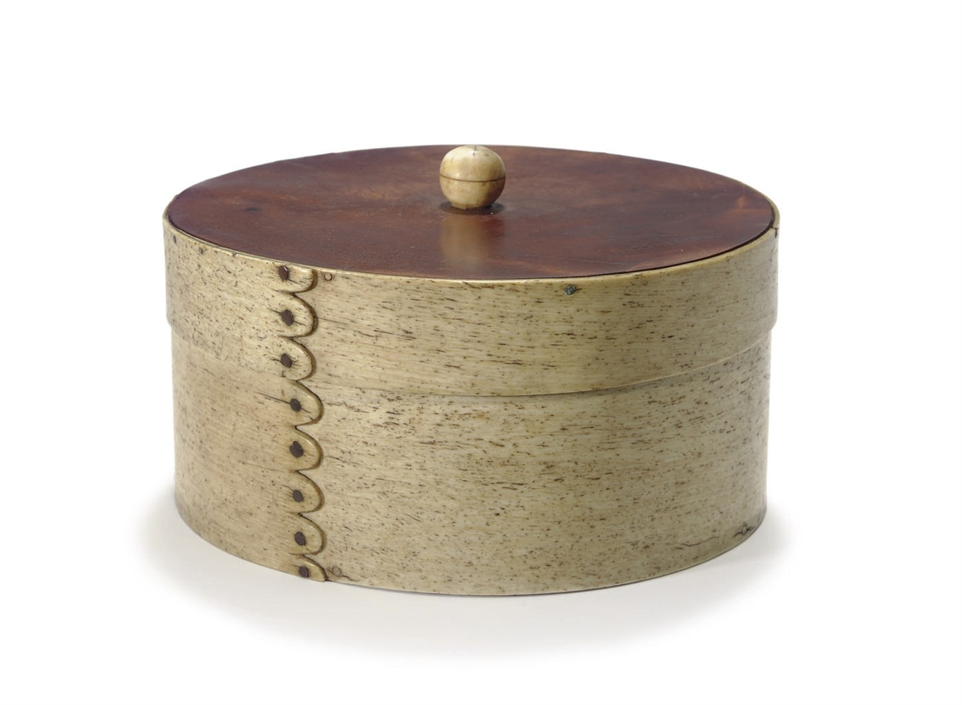 A WHALEBONE, IVORY AND MAHOGANY BOX