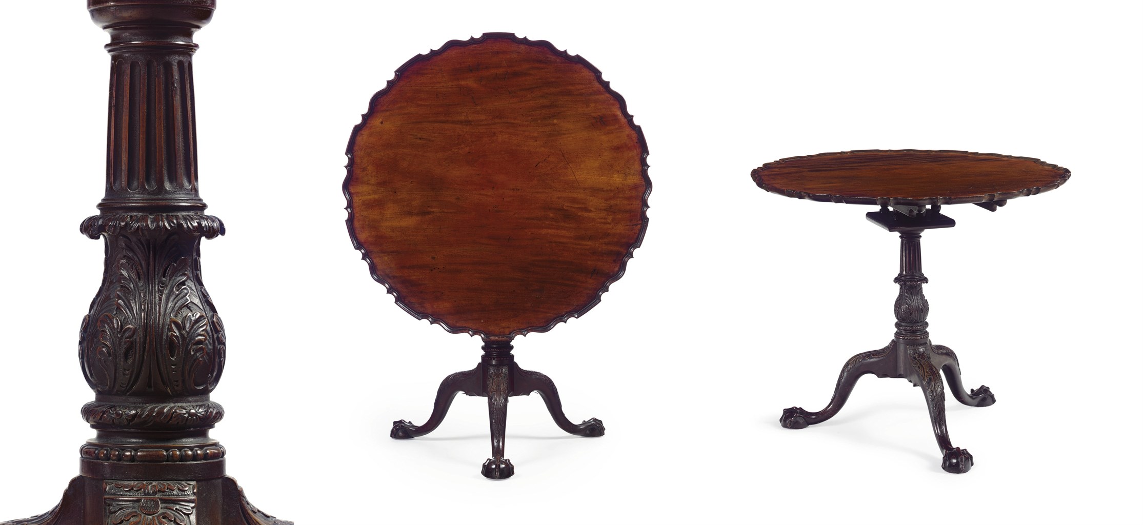 THE STEVENSON FAMILY CHIPPENDALE MAHOGANY SCALLOPED-TOP TEA TABLE