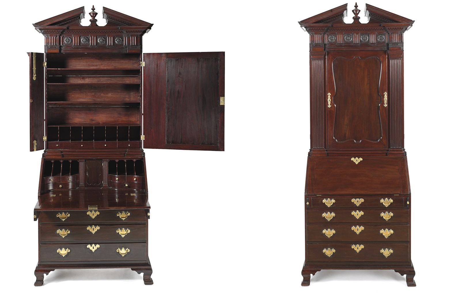 THE WILLING FAMILY CHIPPENDALE MAHOGANY DESK-AND-BOOKCASE