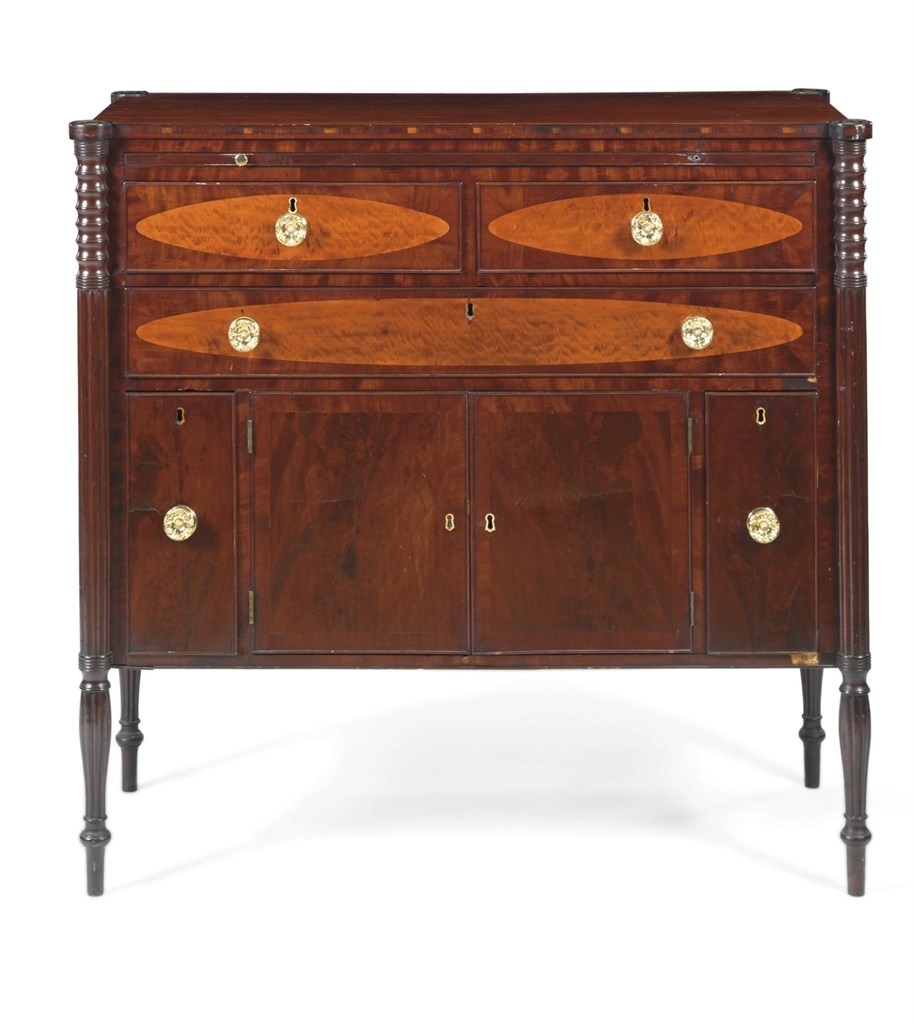 A FEDERAL INLAID MAHOGANY SIDEBOARD