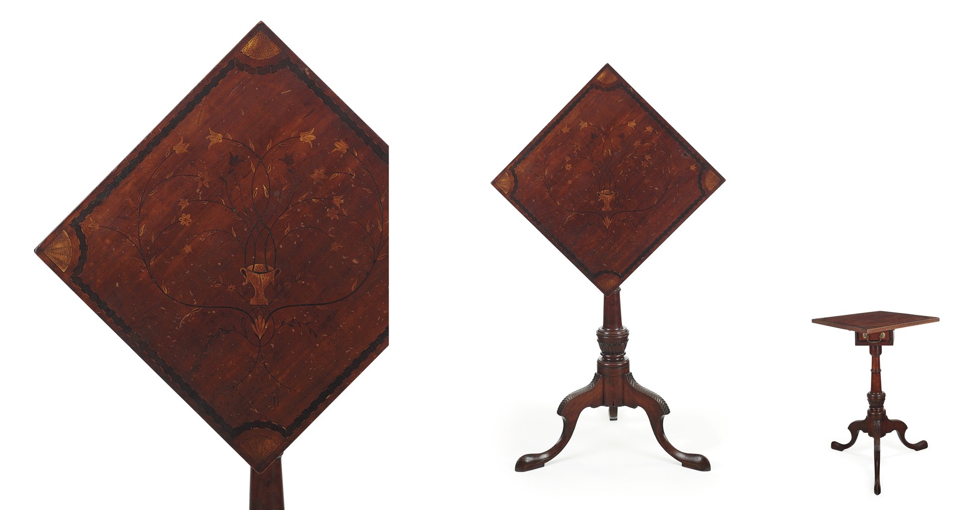 A Federal Inlaid Cherrywood Tilt-Top Candlestand
