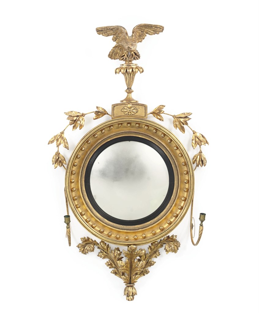 A CLASSICAL GILTWOOD GIRONDOLE MIRROR