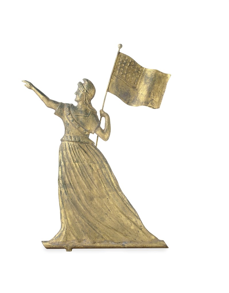 A MOLDED AND GILT COPPER 'LIBERTY GODDESS' WEATHERVANE