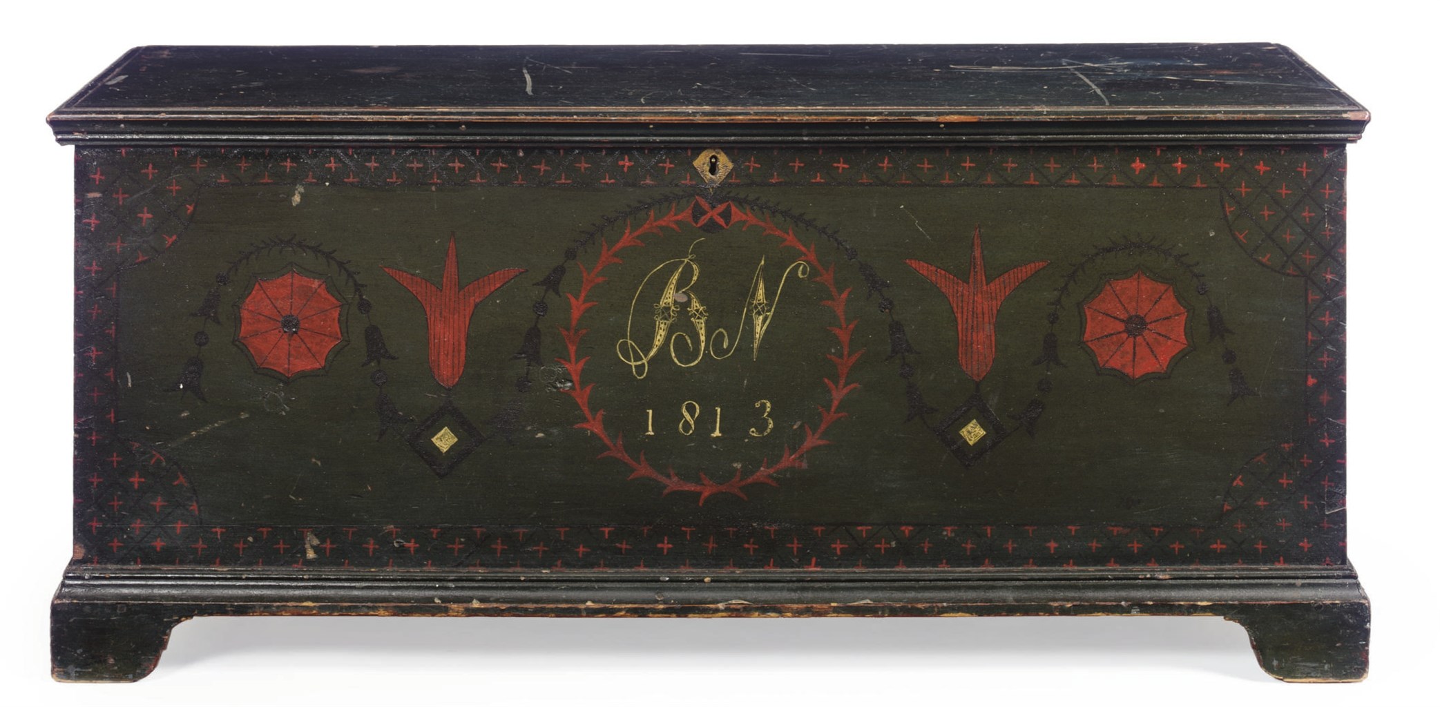 A PAINTED PINE CHEST