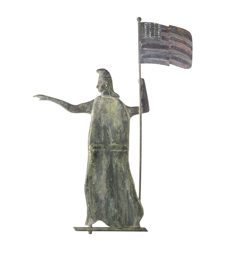 A MOLDED COPPER 'LIBERTY GODDESS' WEATHERVANE