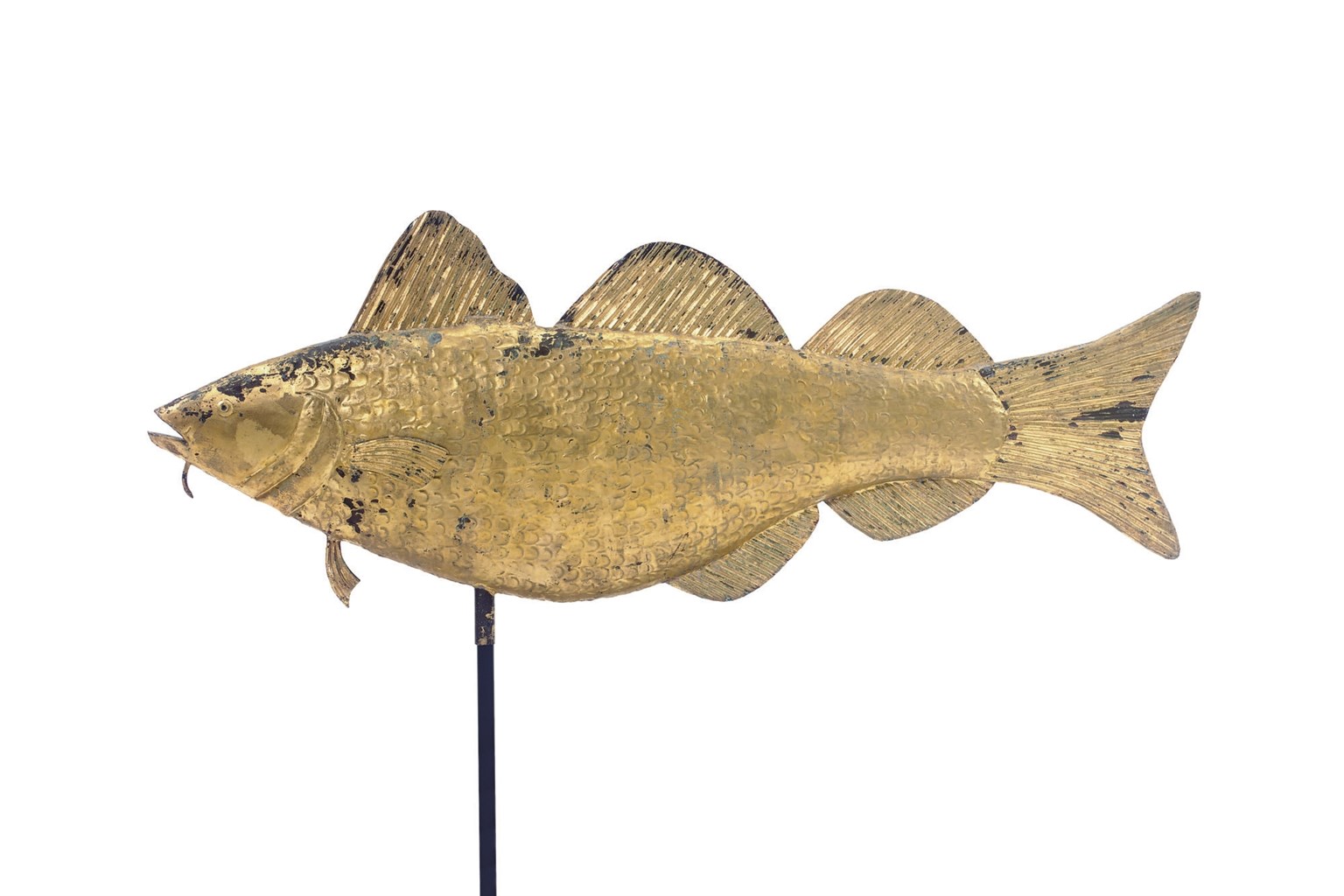 A GILT MOLDED COPPER CODFISH WEATHERVANE