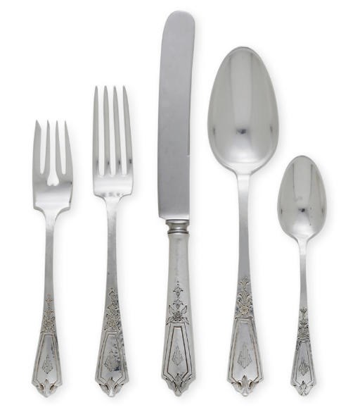 A SILVER FLATWARE SERVICE