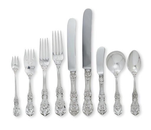 A SILVER FLATWARE SERVICE